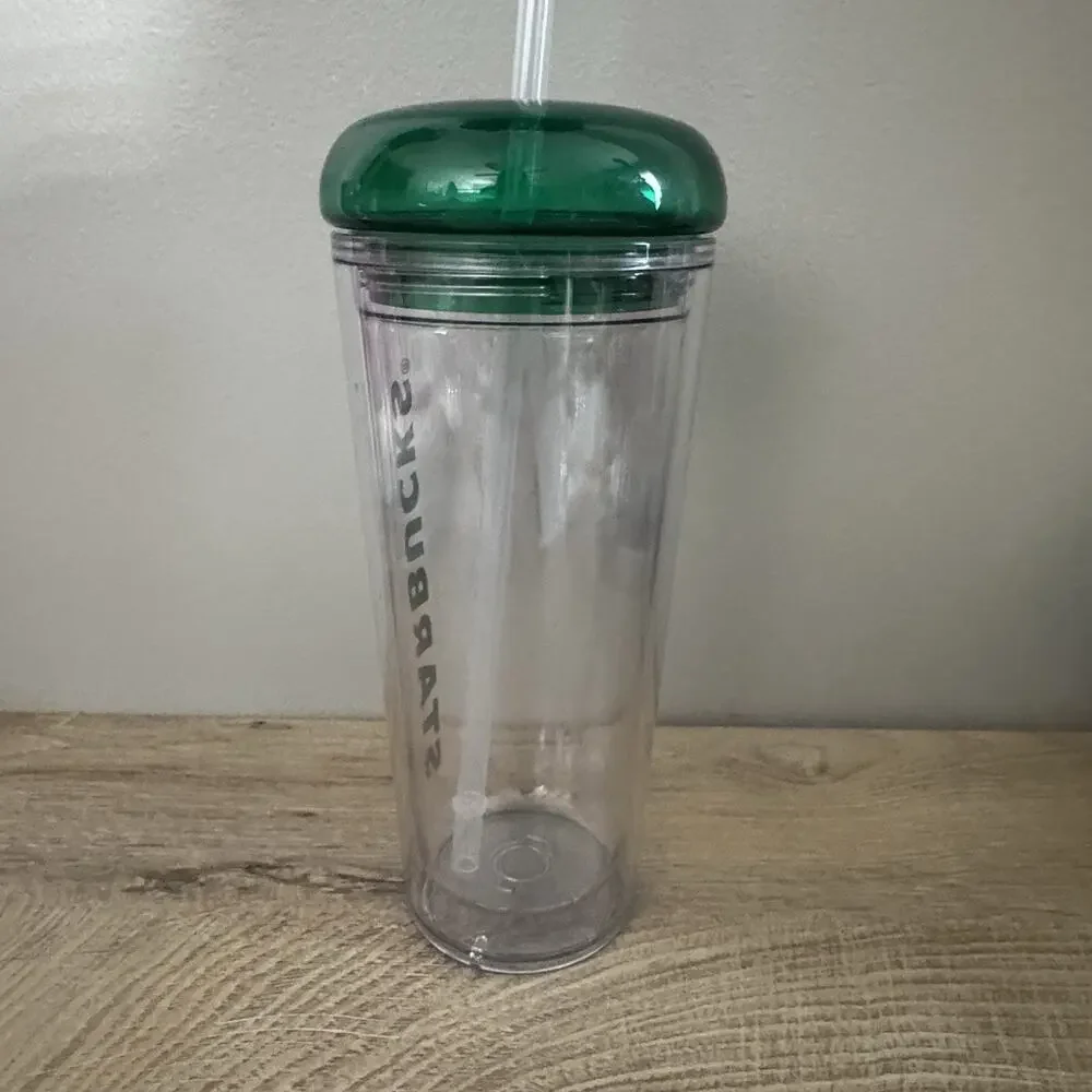 Starbucks Tumbler Korea 2022 Wordmark Foam Cold Cup Green‎ Clear 16 Oz 473ml